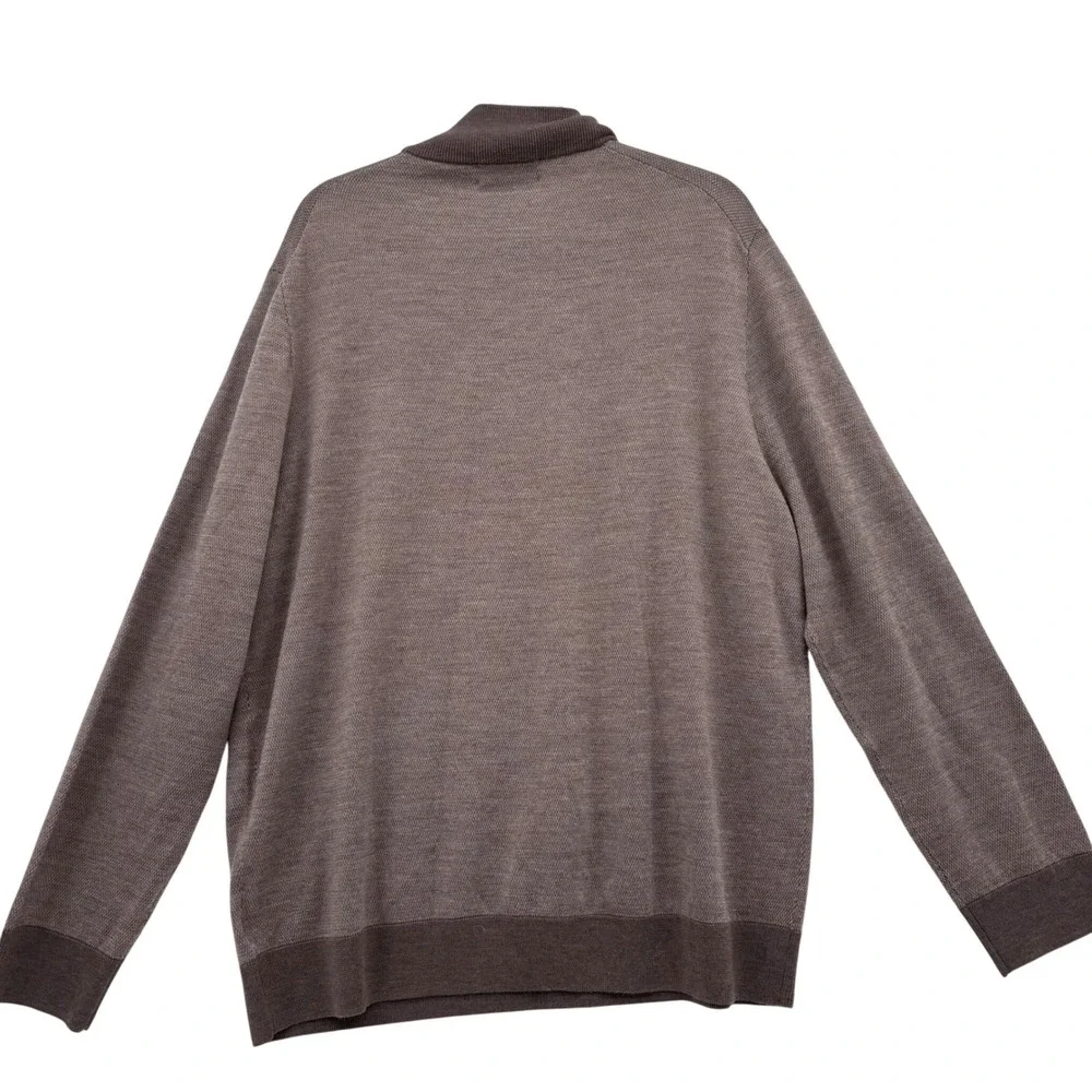 Brooks Brothers Mens Quarter Zip Sweater XXL‎ Merino Wool Tan Quiet Luxury Basic